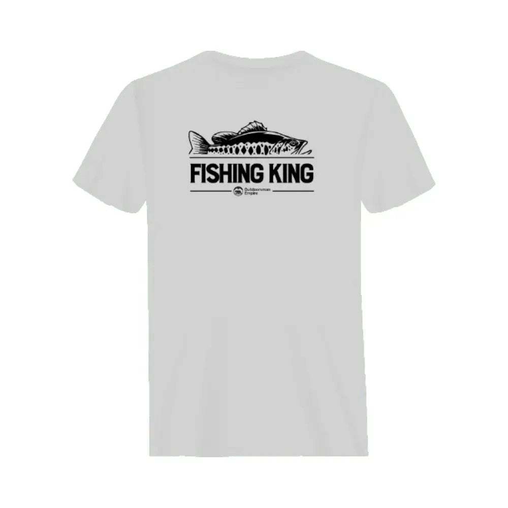 Fishing King Man T-Shirt featuring a stylish fishing graphic, made from soft ringspun cotton.