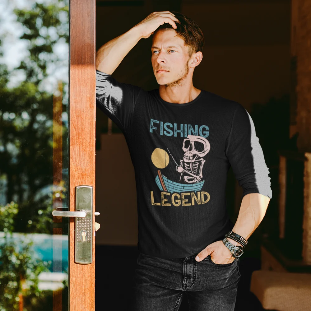 Fishing Legend Men Long Sleeve Shirt in midweight fabric with a stylish design, perfect for fishing and casual wear.