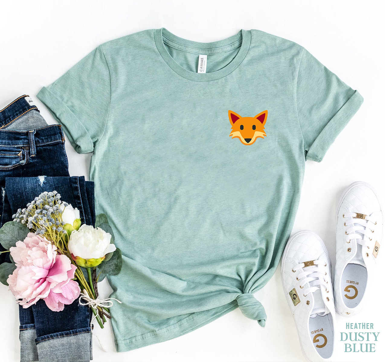 A stylish Fox T-shirt made from premium ring spun cotton, featuring a vibrant flex print design, available in various sizes.
