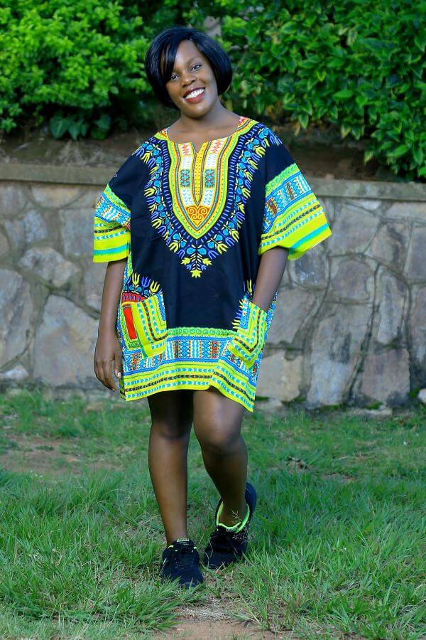 A vibrant Free Size Dashiki Unisex African Shirt made of 100% cotton, featuring a colorful Dashiki print suitable for all body types.