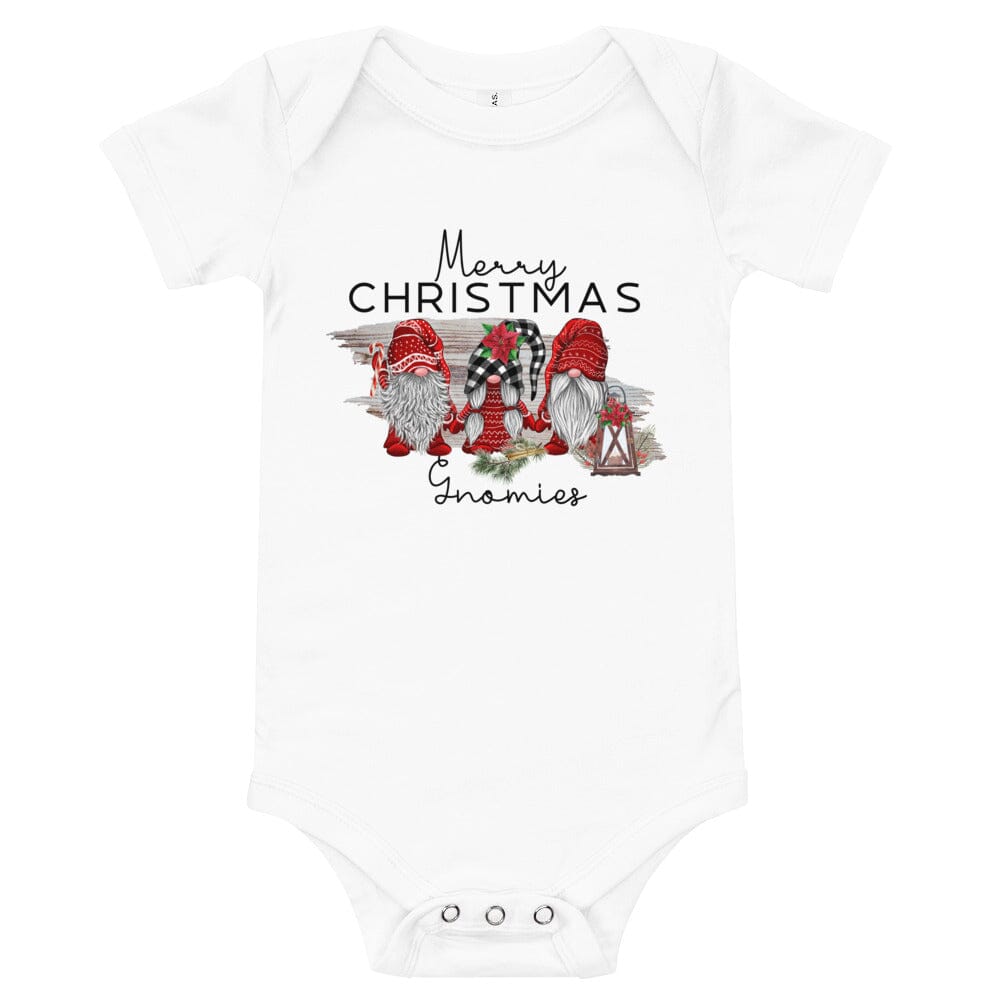 A cozy Gnome Family Christmas Onesie featuring a playful gnome design, perfect for babies during the holiday season.