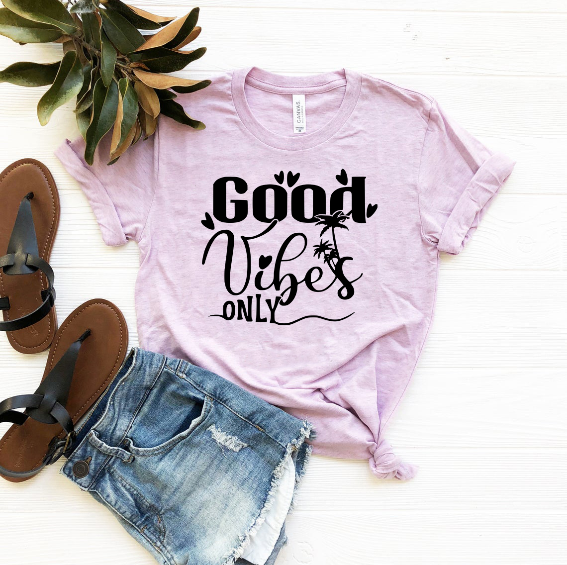 A unisex Good Vibes Only Shirt in various colors, showcasing its soft fabric and stylish design.