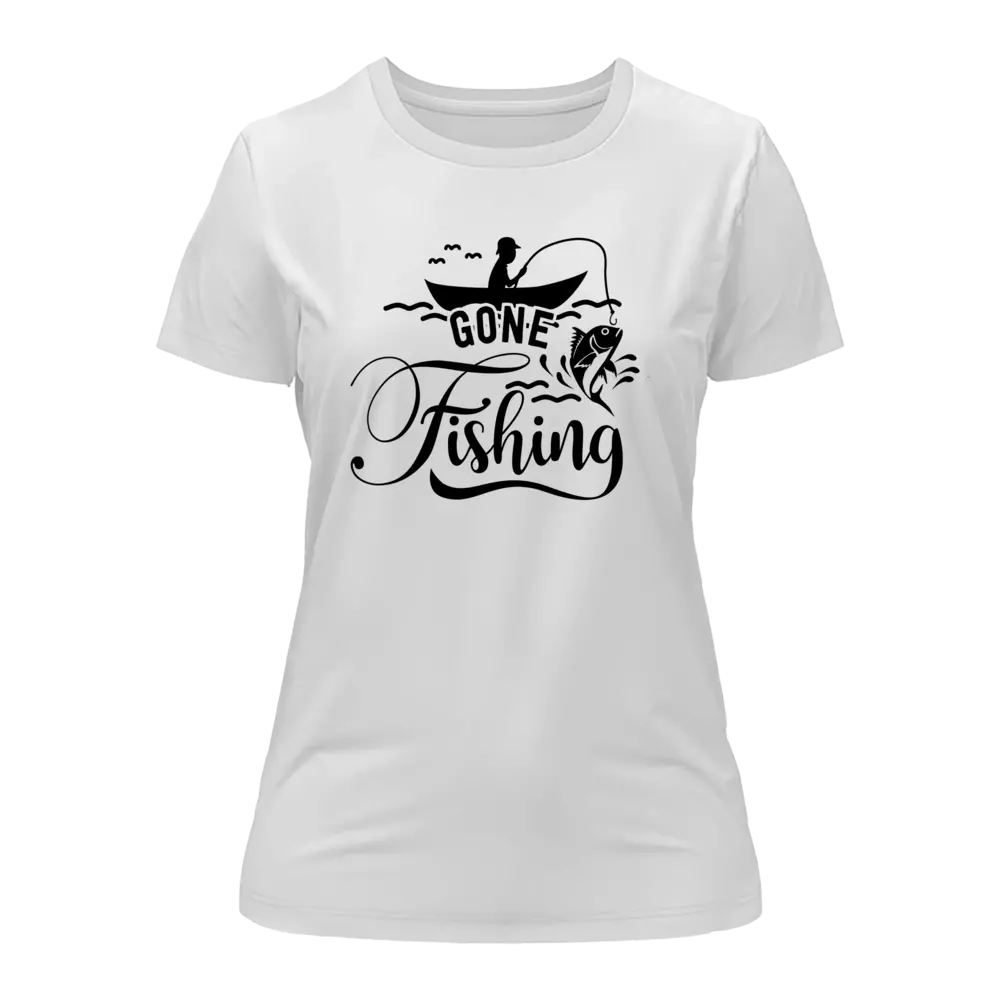 A stylish Gone Fishing T-Shirt for women, featuring a comfortable fit and vibrant design, perfect for fishing enthusiasts.