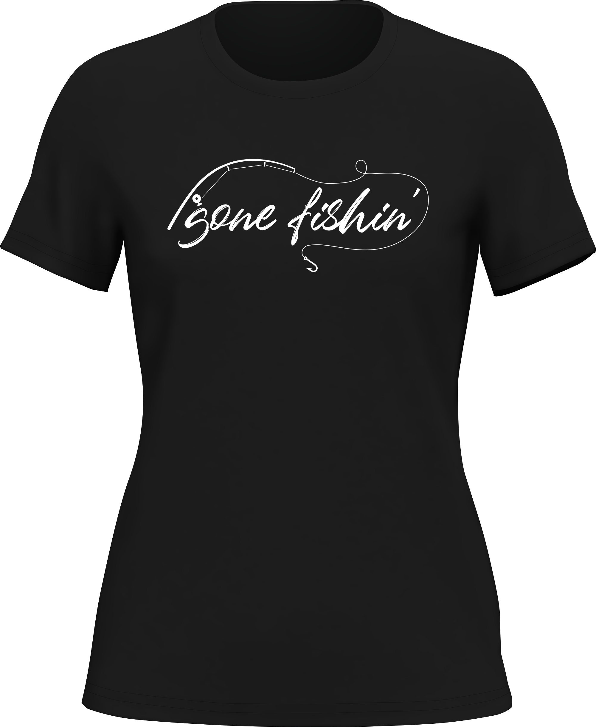 Gone Fishing v2 T-Shirt for Women featuring a stylish fishing-themed design in a comfortable fit, made from ringspun cotton.