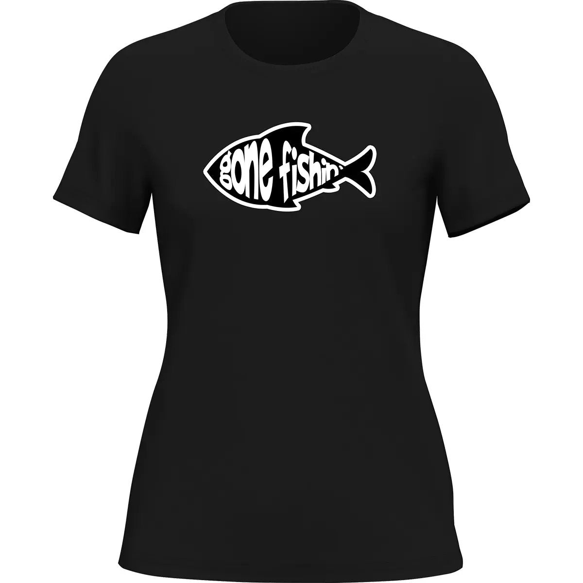 Gone Fishing v3 T-Shirt for Women featuring a stylish design, made from 100% Ringspun Cotton, perfect for fishing enthusiasts.