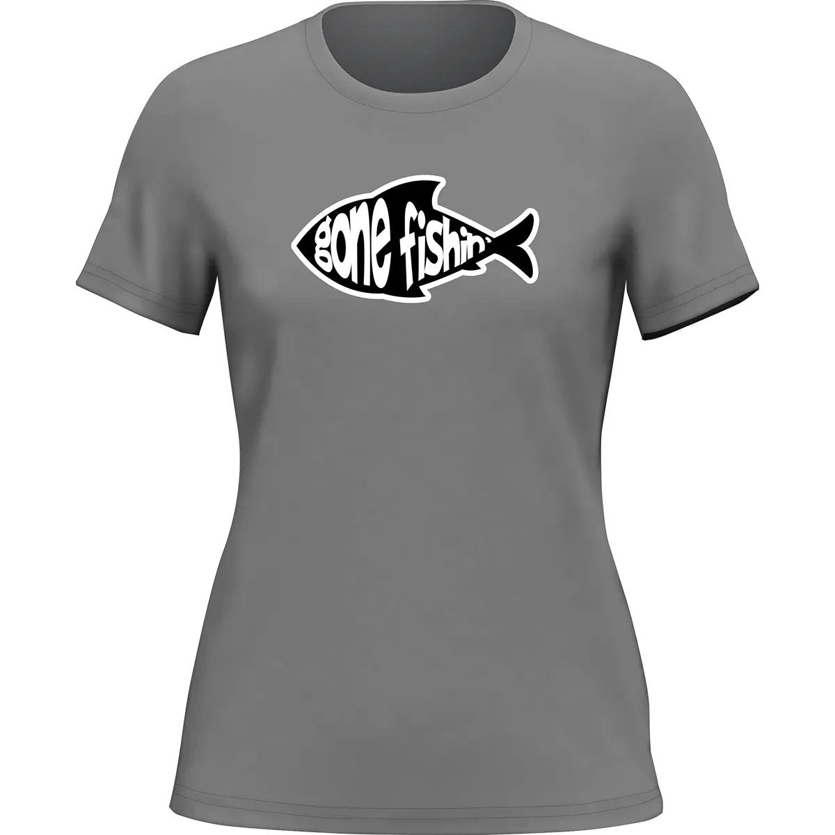 Gone Fishing v3 T-Shirt for Women featuring a stylish design, made from 100% Ringspun Cotton, perfect for fishing enthusiasts.