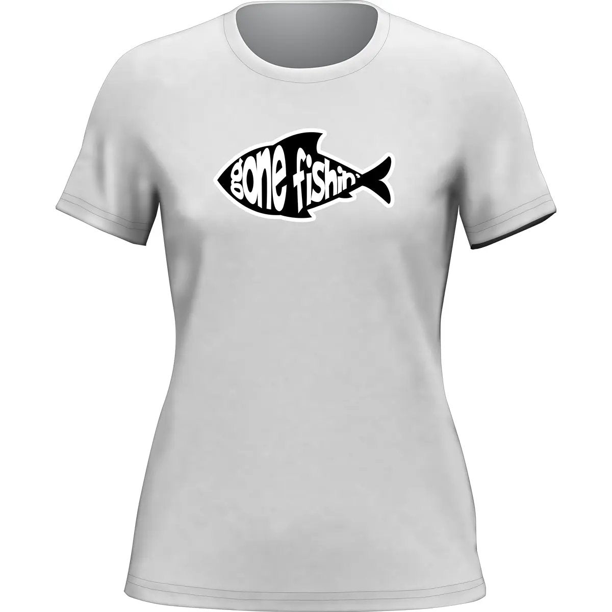 Gone Fishing v3 T-Shirt for Women featuring a stylish design, made from 100% Ringspun Cotton, perfect for fishing enthusiasts.