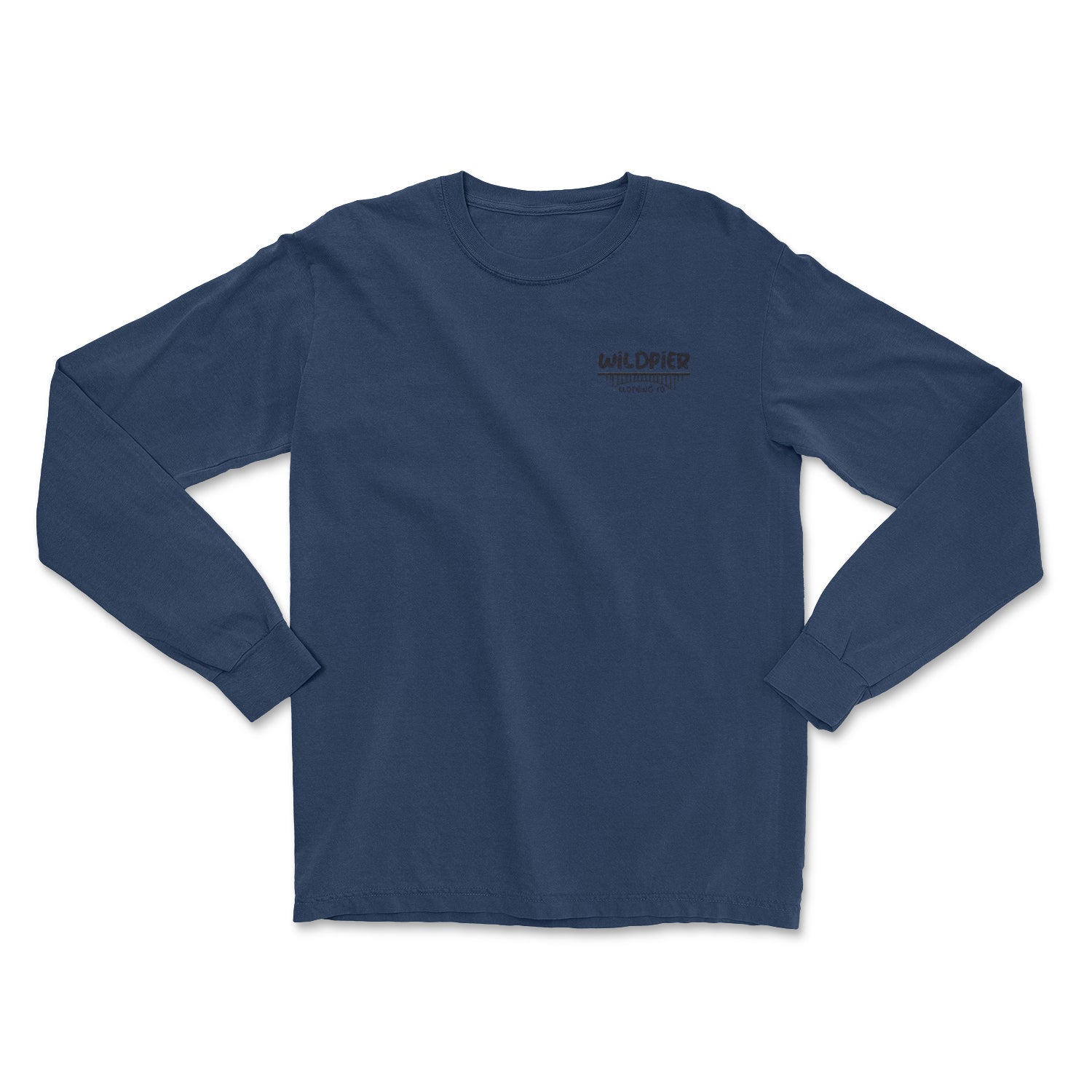 Gorge Long Sleeve shirt in True Navy featuring the New River Gorge Bridge design, perfect for outdoor activities.