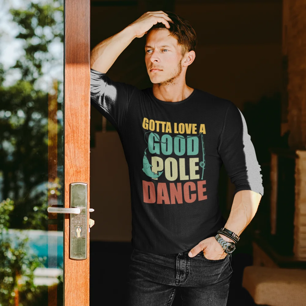 Men's long sleeve shirt featuring a stylish pole dance design, perfect for enthusiasts and casual wear.