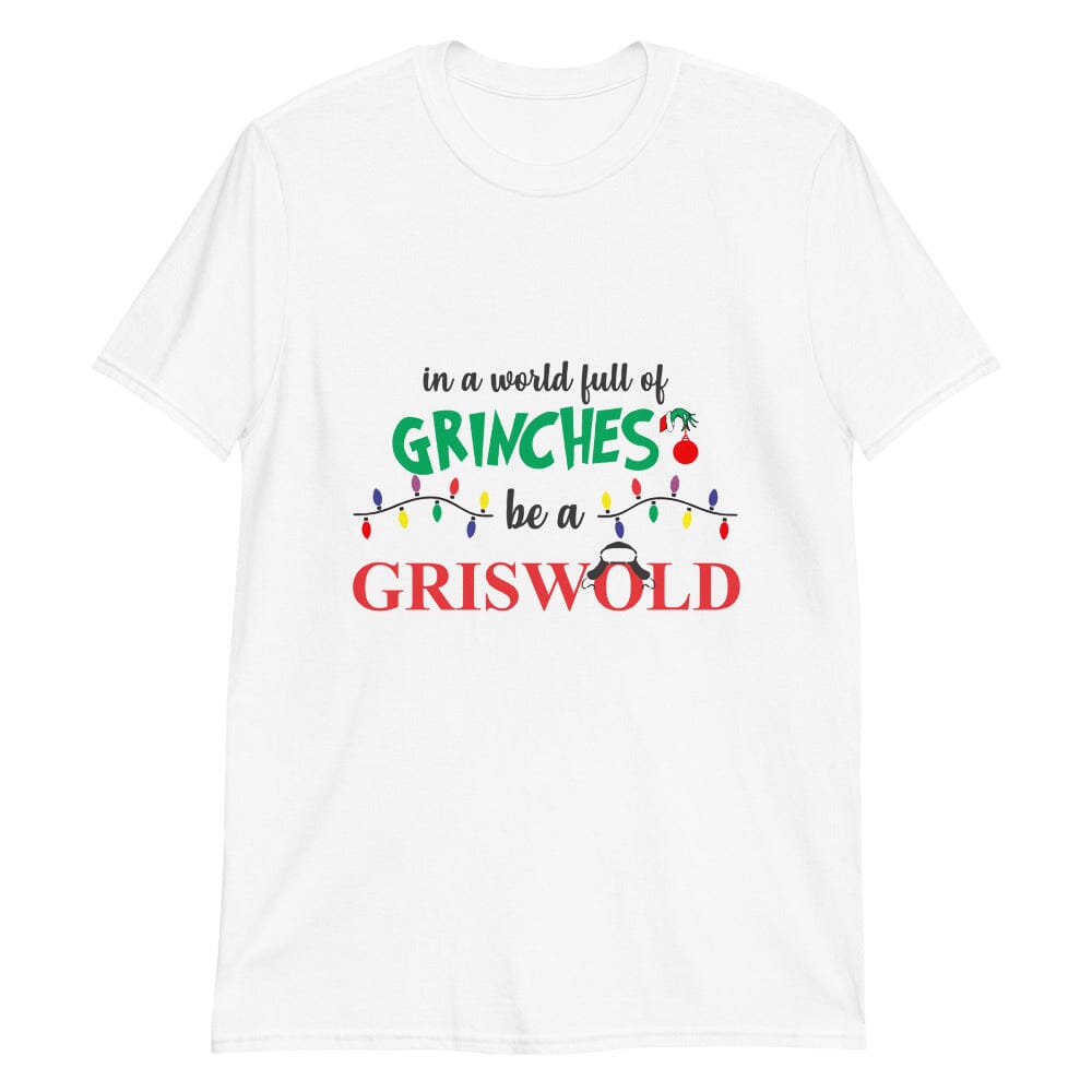 Grinch Griswold Christmas Tee featuring a festive design, made from 100% Ringspun Cotton, perfect for holiday celebrations.