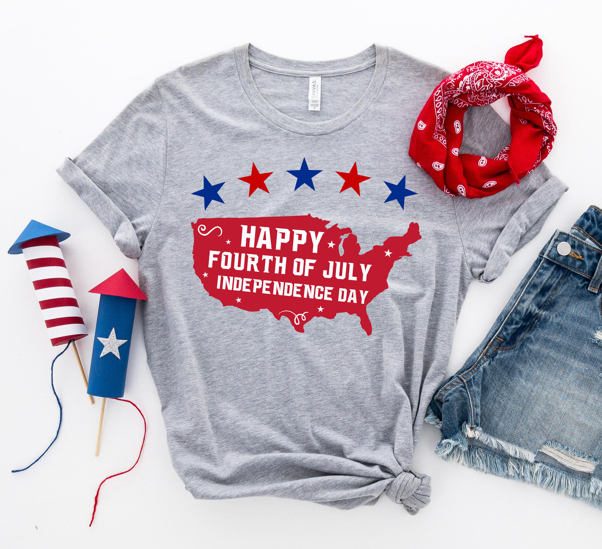 Happy Fourth of July T-shirt made from premium ring spun cotton with a vibrant design celebrating Independence Day.