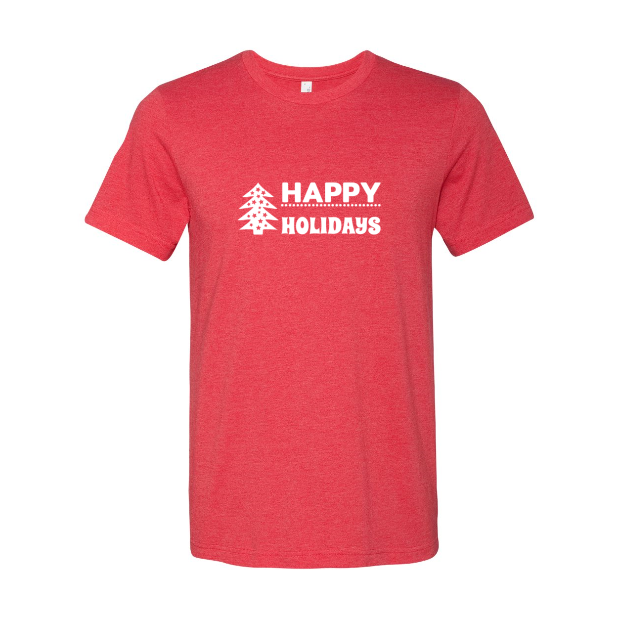 Happy Holidays Shirt in various colors, showcasing its unisex design and soft fabric.