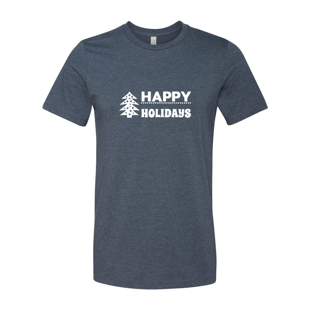 Happy Holidays Shirt in various colors, showcasing its unisex design and soft fabric.