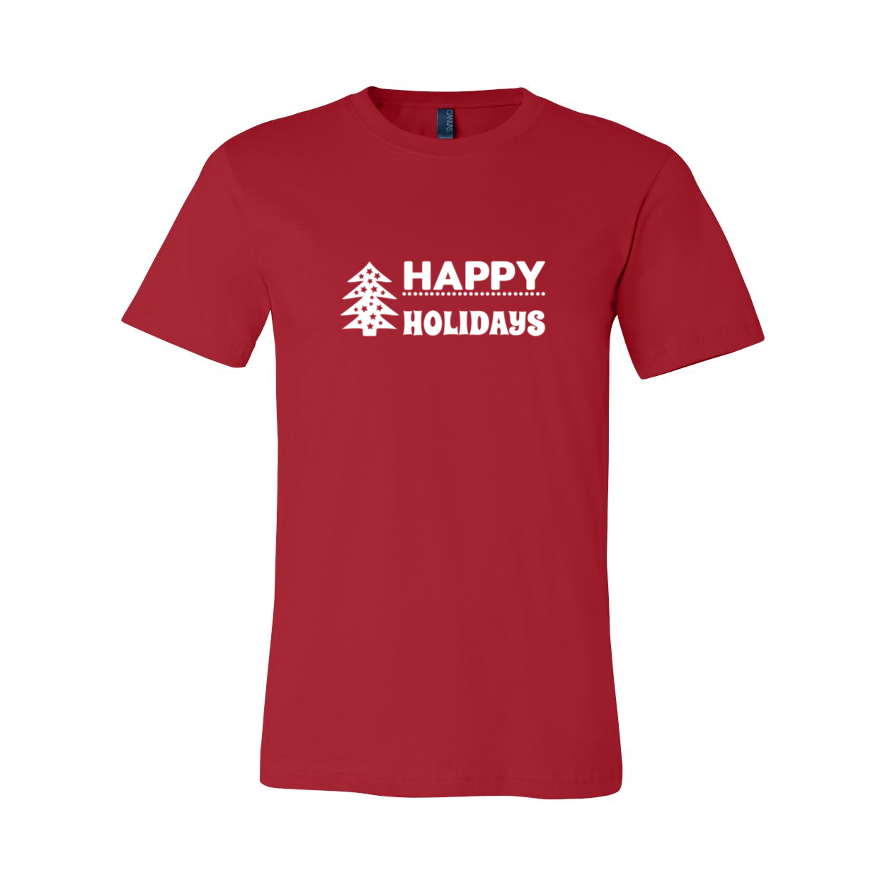 Happy Holidays Shirt in various colors, showcasing its unisex design and soft fabric.