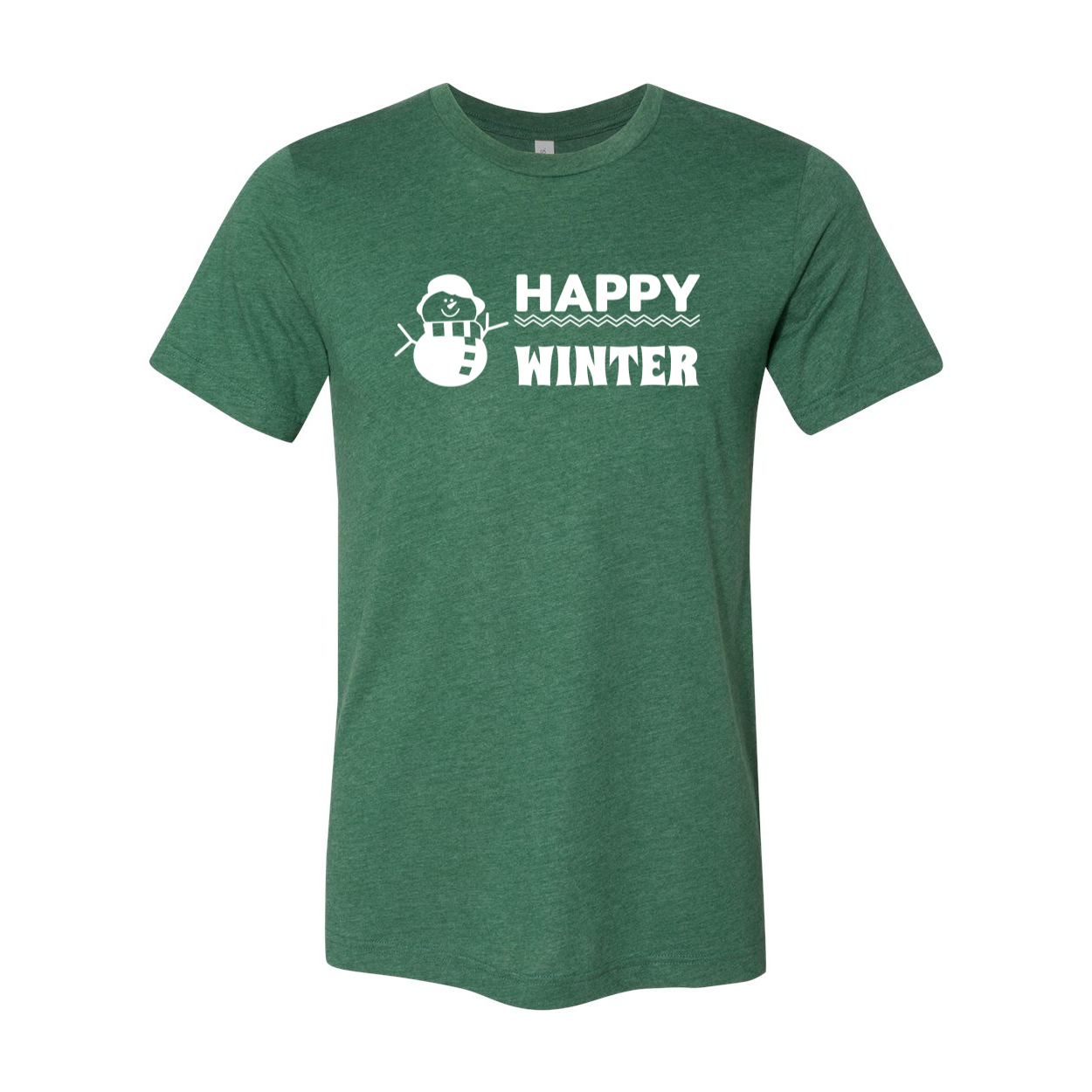 Happy Winter Shirt in various colors, showcasing its soft fabric and unisex design.