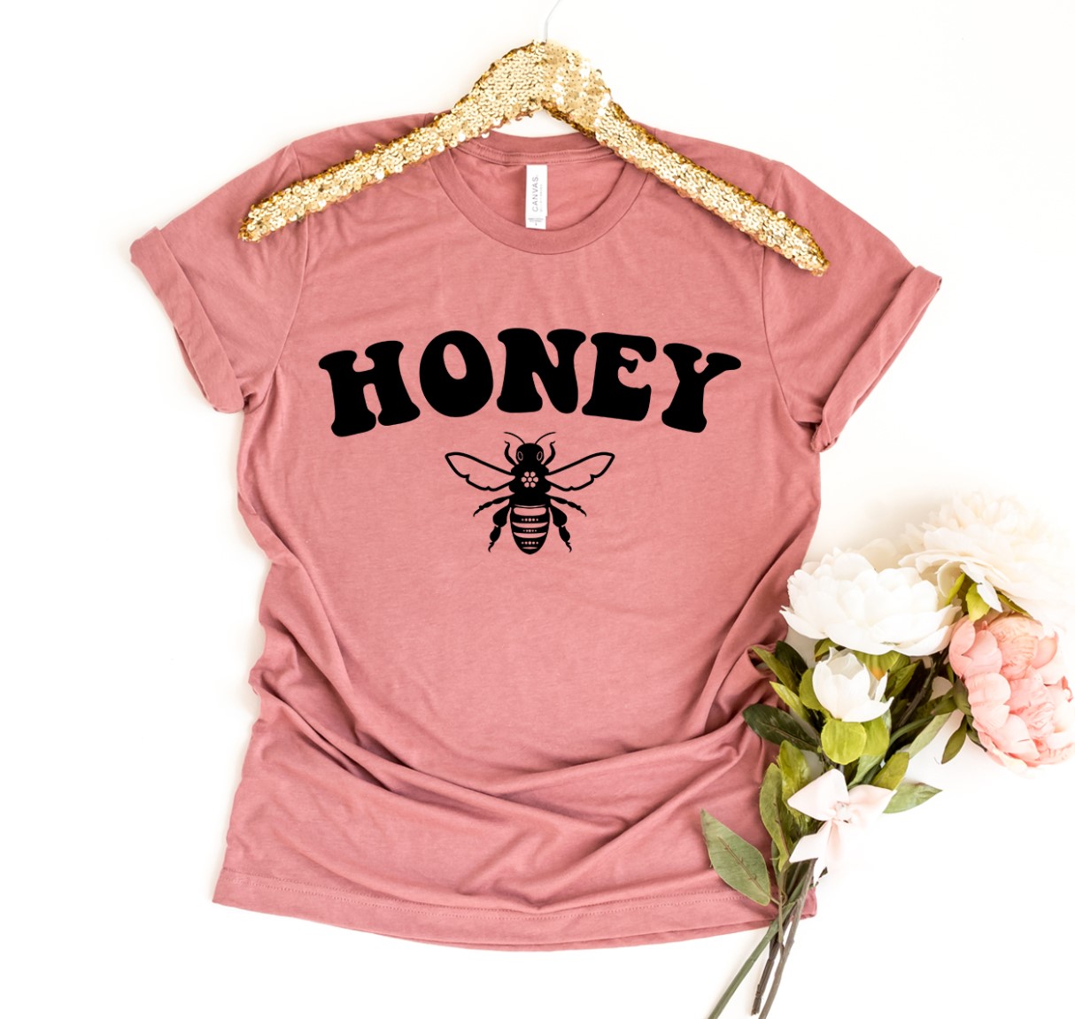 Honey Bee T-shirt made from premium ring spun cotton with a soft textile flex print design.