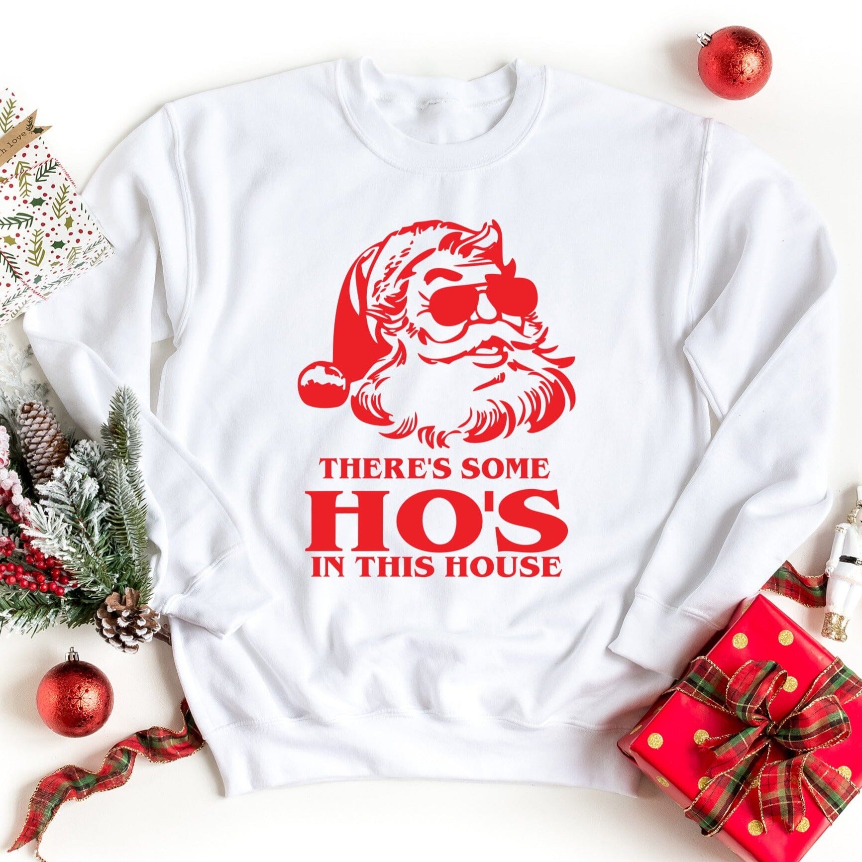 Ho's In This House Sweatshirt featuring a cozy design, unisex fit, and vibrant print, perfect for casual wear.