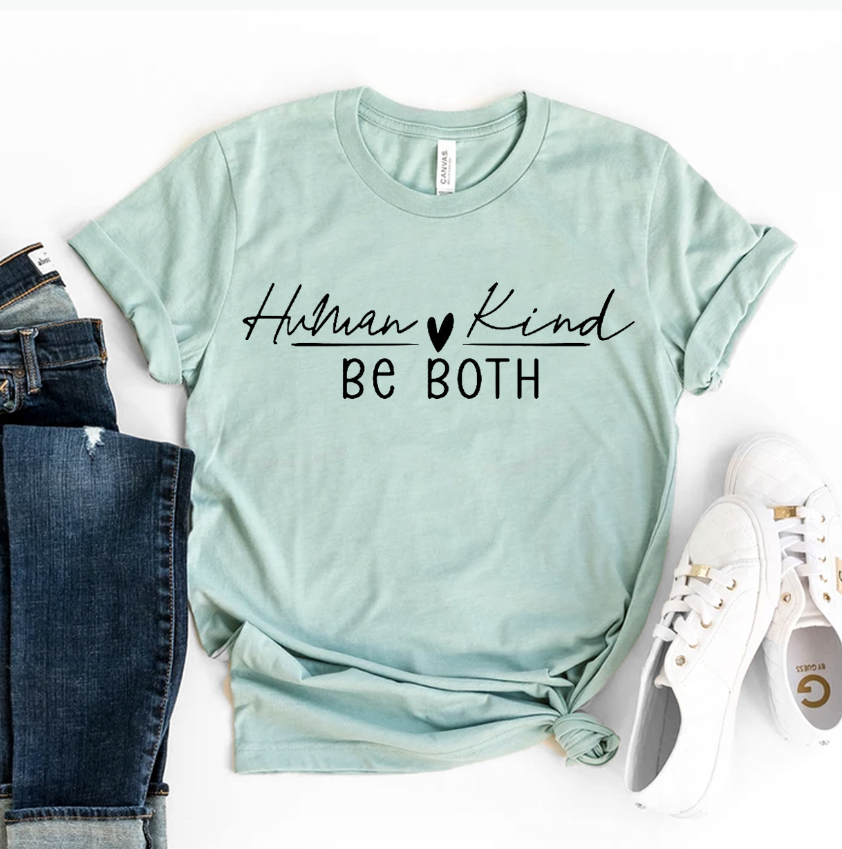 Human Kind Be Both T-shirt made of premium ring spun cotton with a soft feel and high-quality flex print design.