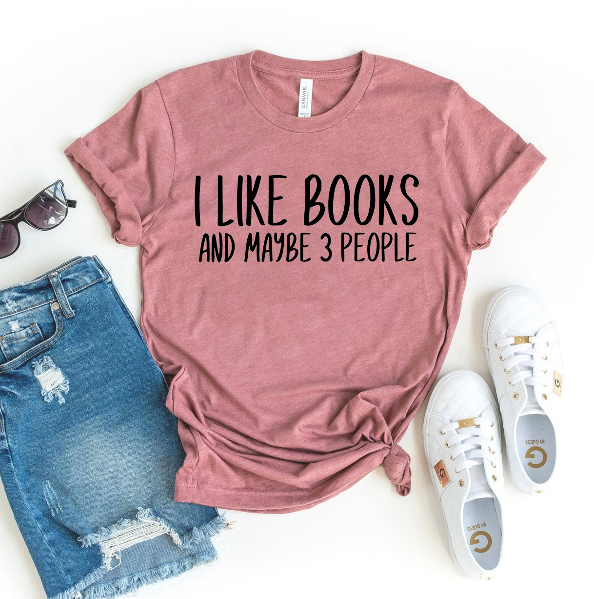 I Like Books And Maybe 3 People T-shirt made of premium ring spun cotton, featuring a stylish print design.
