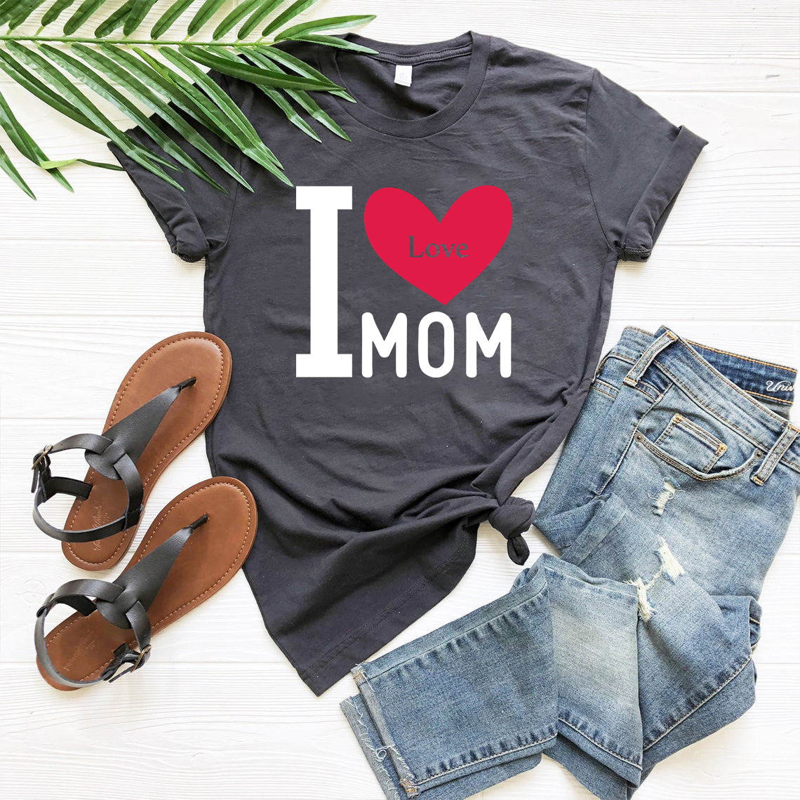 I Love My Mom Shirt in various colors, showcasing its soft fabric and stylish design.