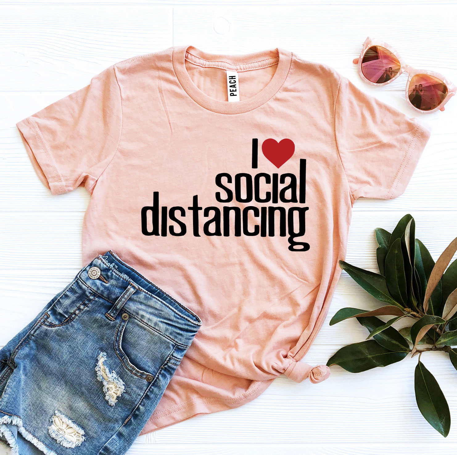 I Love Social Distancing T-shirt made of soft ring spun cotton with a stylish print design.