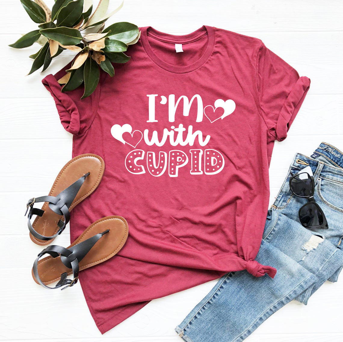 I'm With Cupid Shirt in various colors, showcasing its unisex design and comfortable fit.