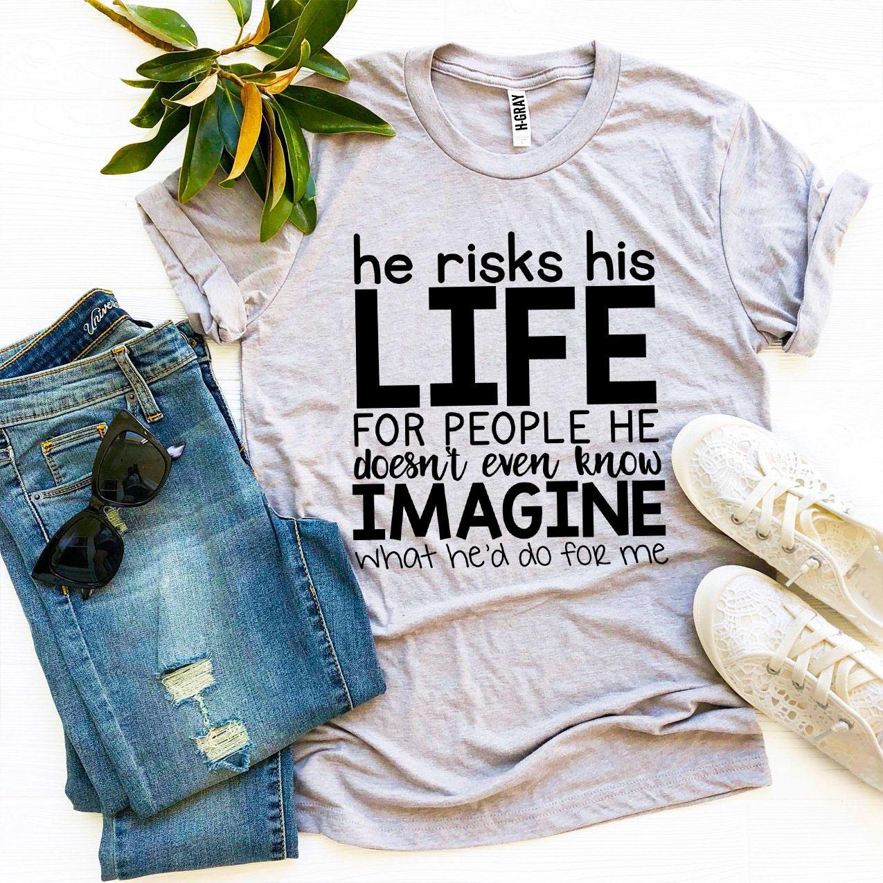 Imagine What He’d Do For Me T-shirt made from premium ring spun cotton, featuring a soft textile flex print design.