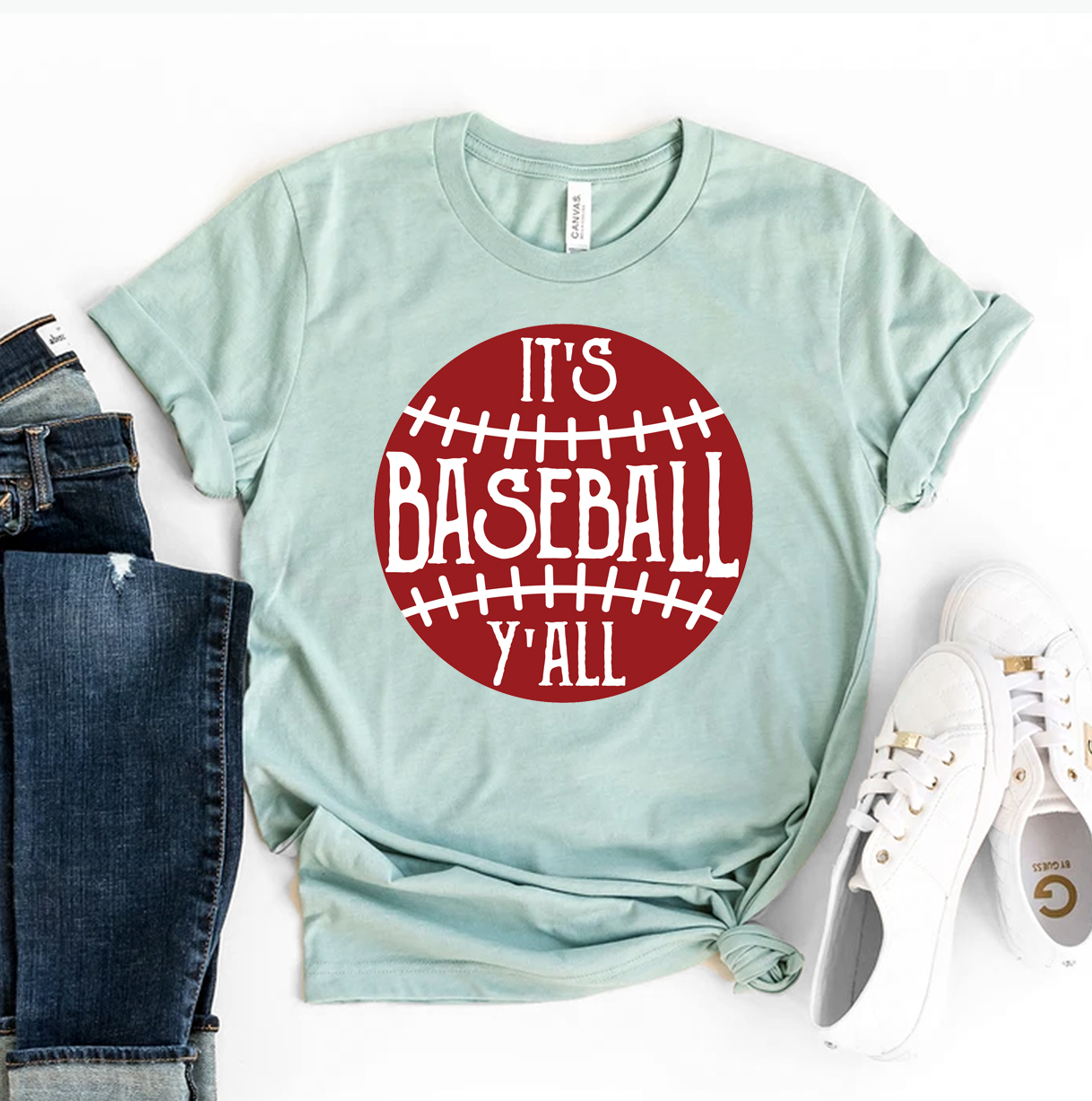 It's Baseball Y'all T-shirt made from premium ring spun cotton, featuring a stylish flex print design.