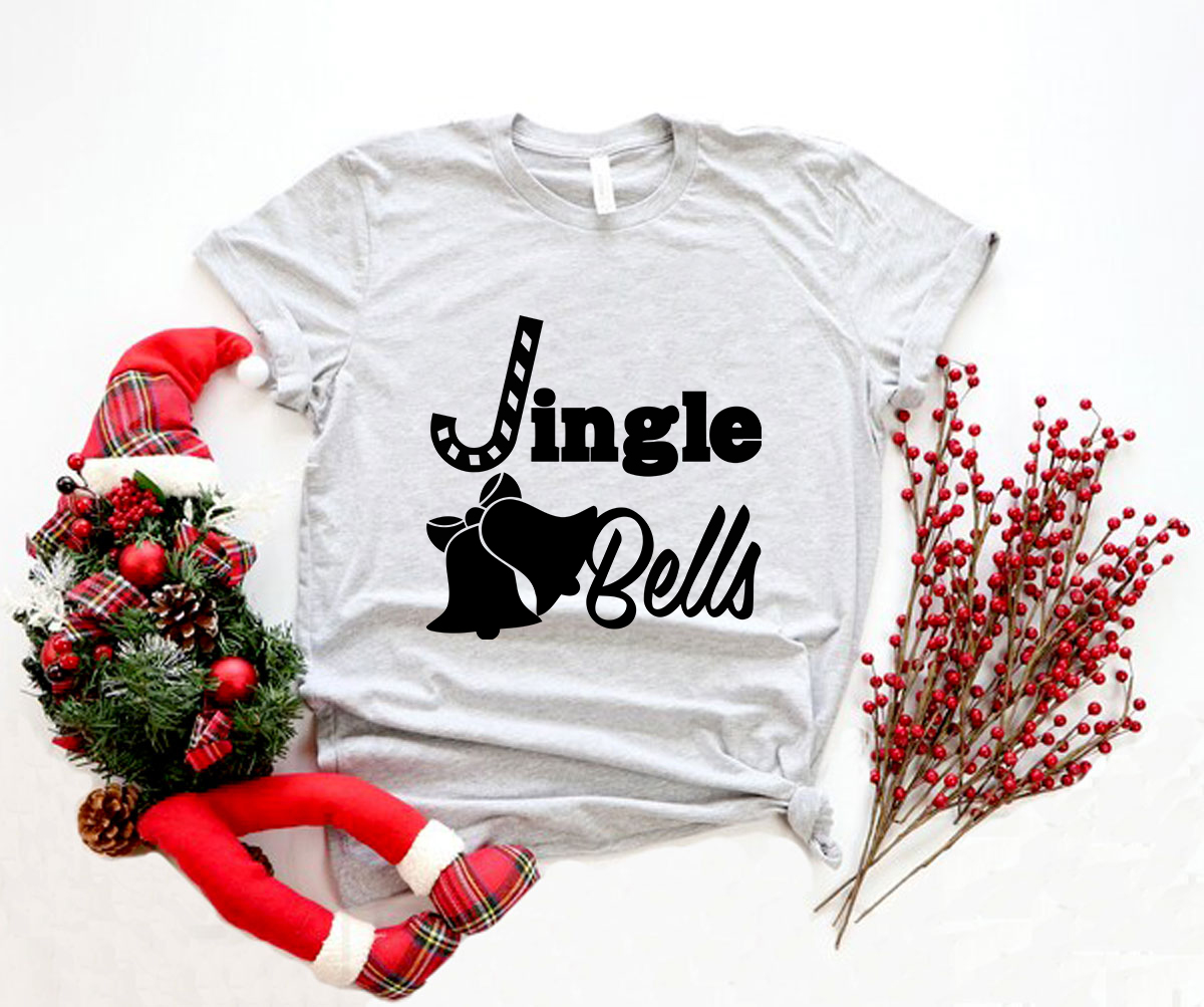 A festive Jingle Bells Shirt made from soft ring spun cotton, featuring a classic crew neck and available in multiple colors.