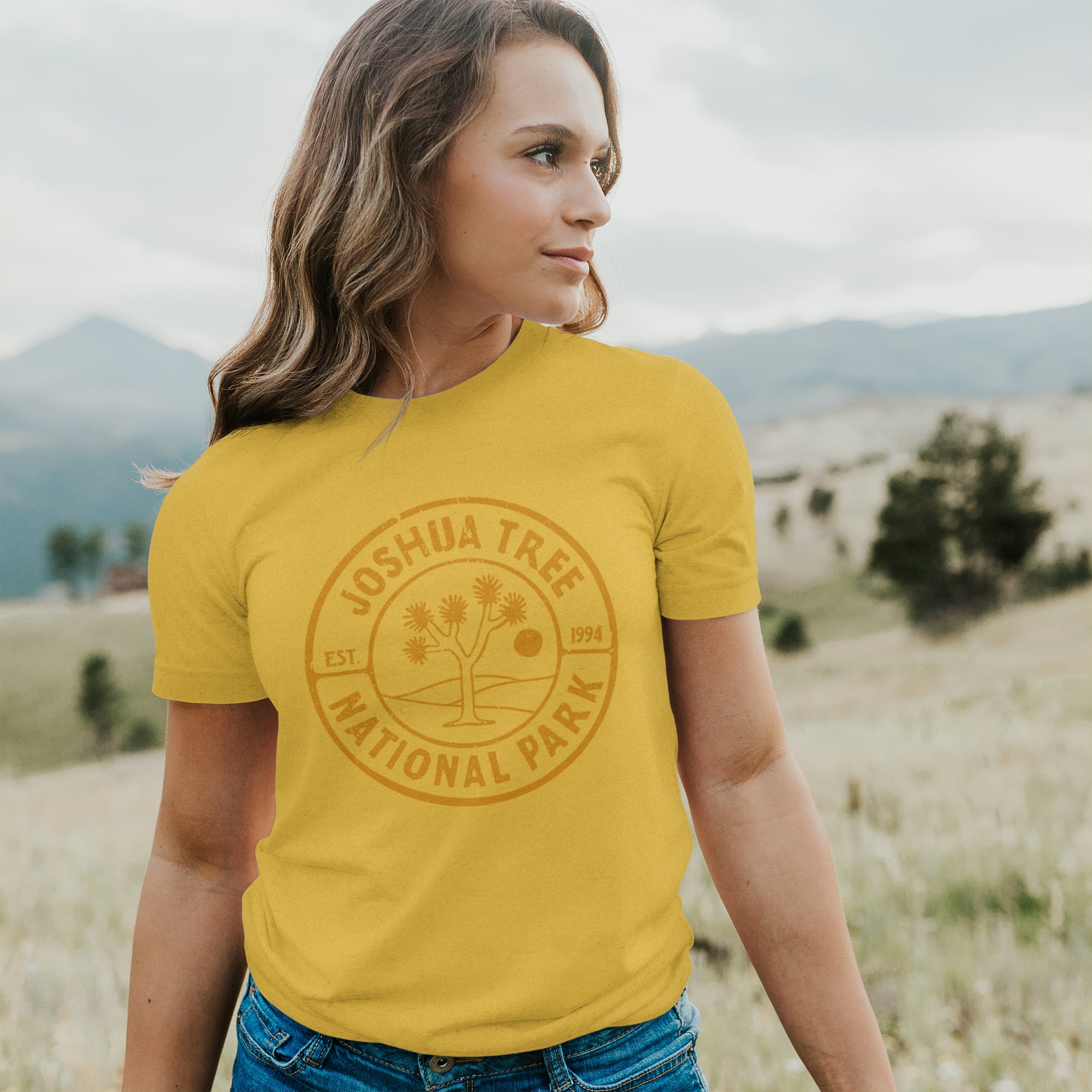 Joshua Tree National Park Short Sleeve T-Shirt in a relaxed fit, featuring a unique distressed design, made from soft combed cotton.