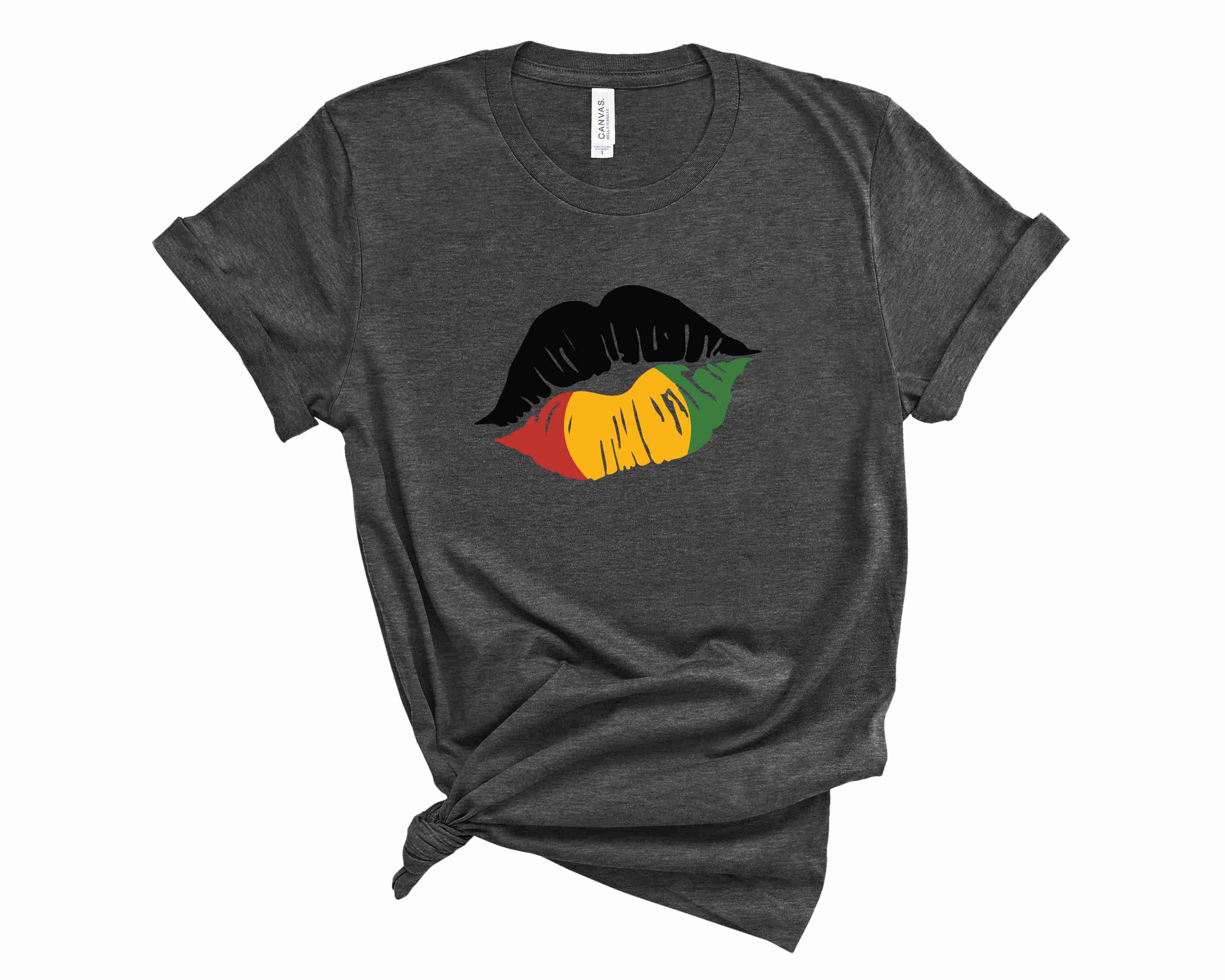 Juneteenth Lips Graphic Tee featuring vibrant lip design on a unisex t-shirt.