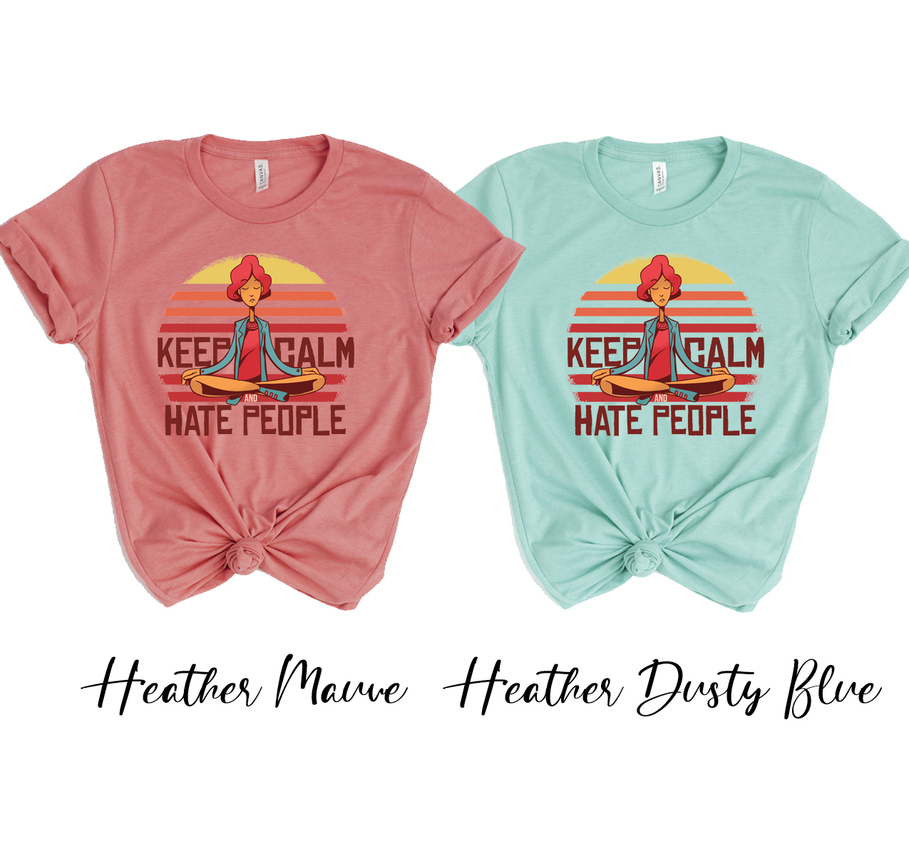 Keep Calm And Hate People T-shirt in black with white text, showcasing a humorous design on a soft cotton fabric.
