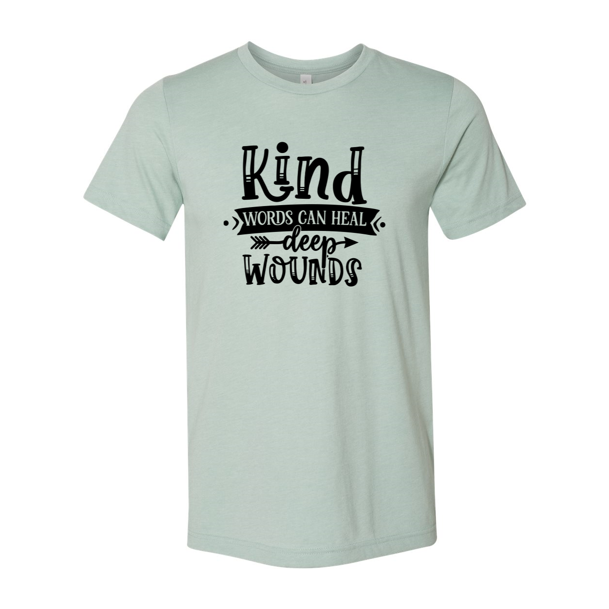 Unisex T-shirt featuring the phrase 'Kind Words Can Heal Deep Wounds' in a stylish design, available in multiple colors.