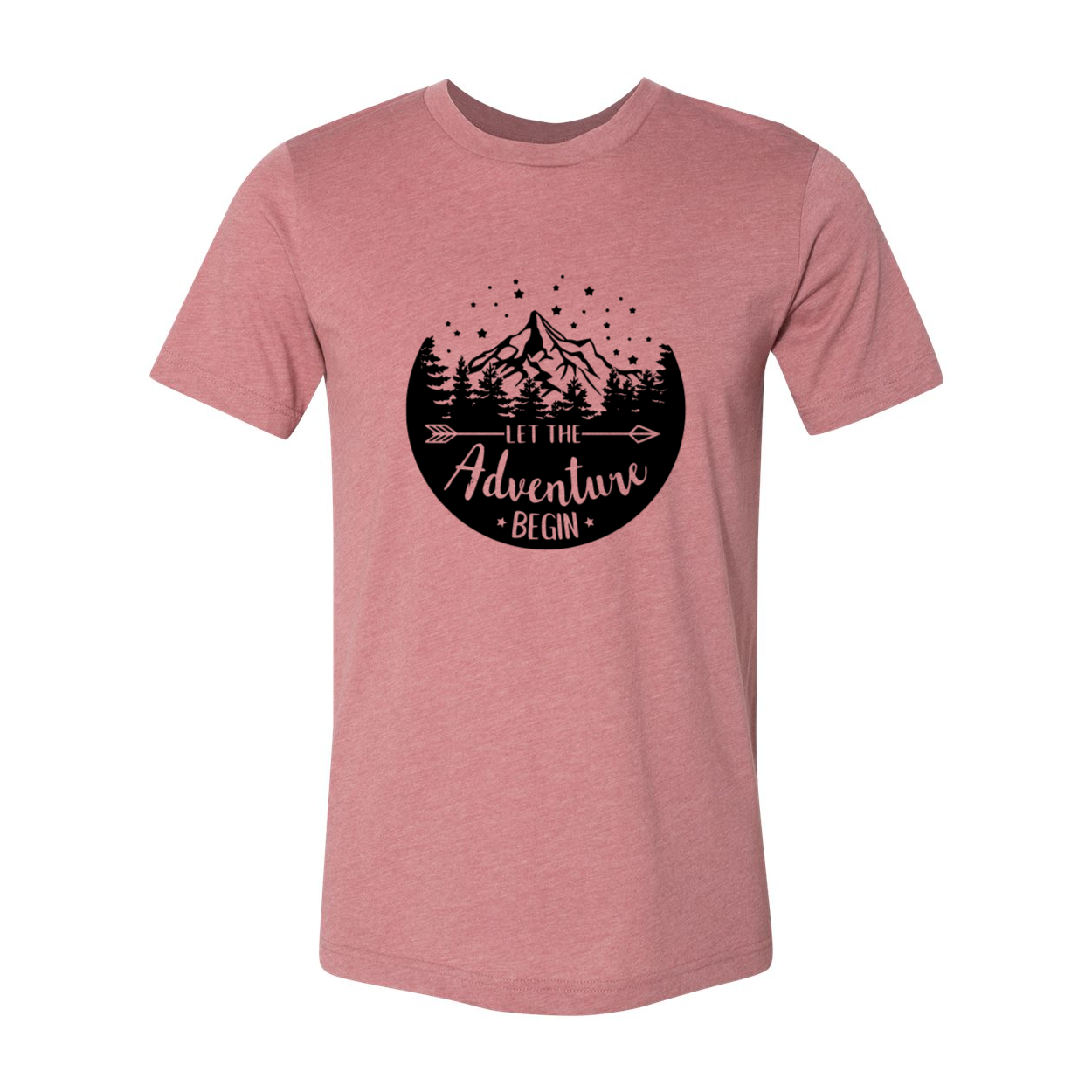 Unisex Let The Adventure Begin Shirt in various colors, showcasing its soft fabric and stylish design.
