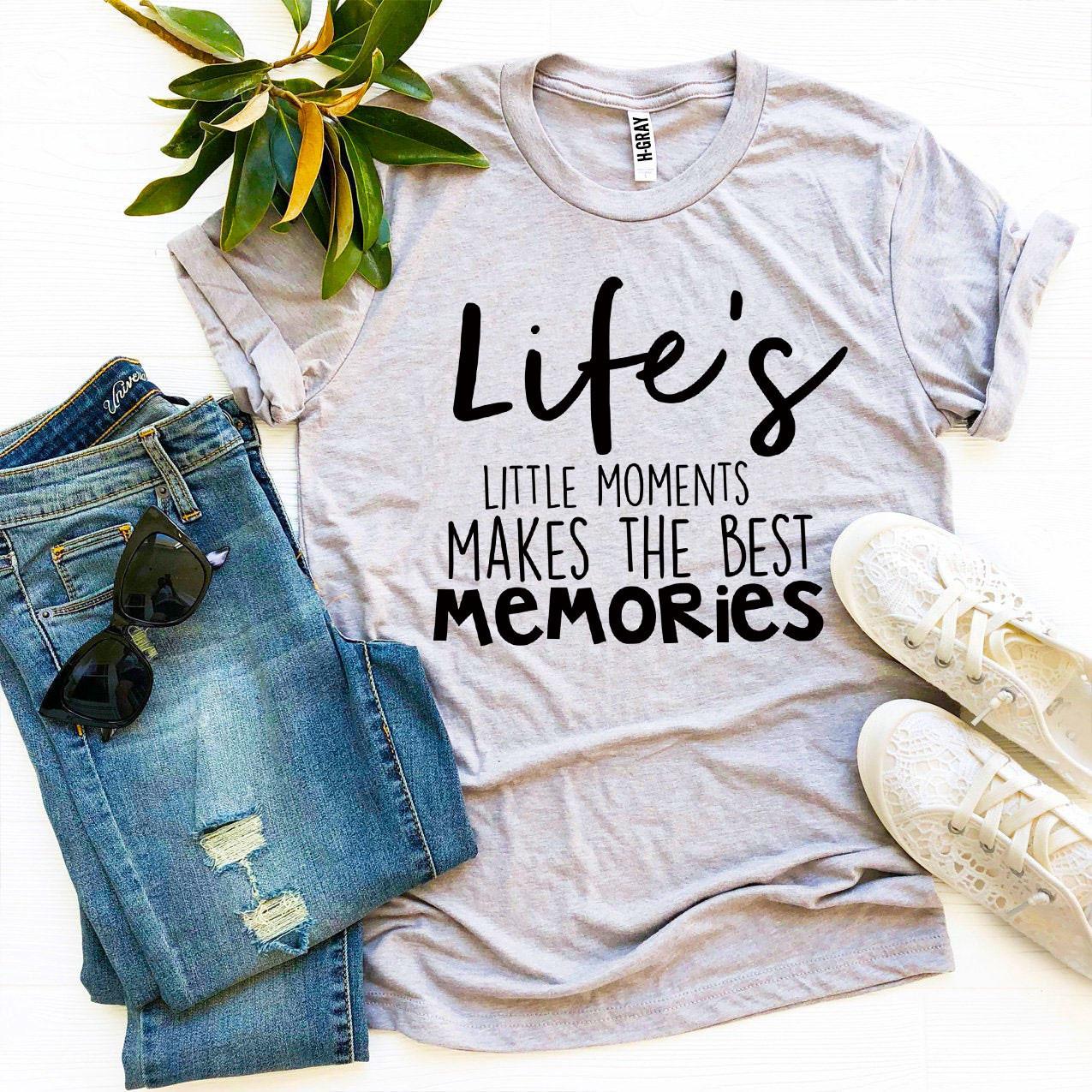 Life’s Little Moments T-shirt made of premium ring spun cotton, featuring a soft feel and comfortable retail fit, available in various sizes.