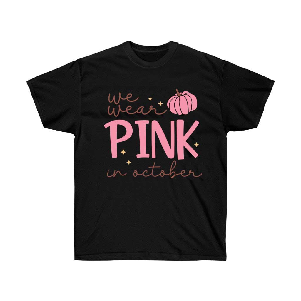 Little Pink Pumpkin T-Shirt for Breast Cancer Awareness, featuring a soft cotton fabric and unisex design.