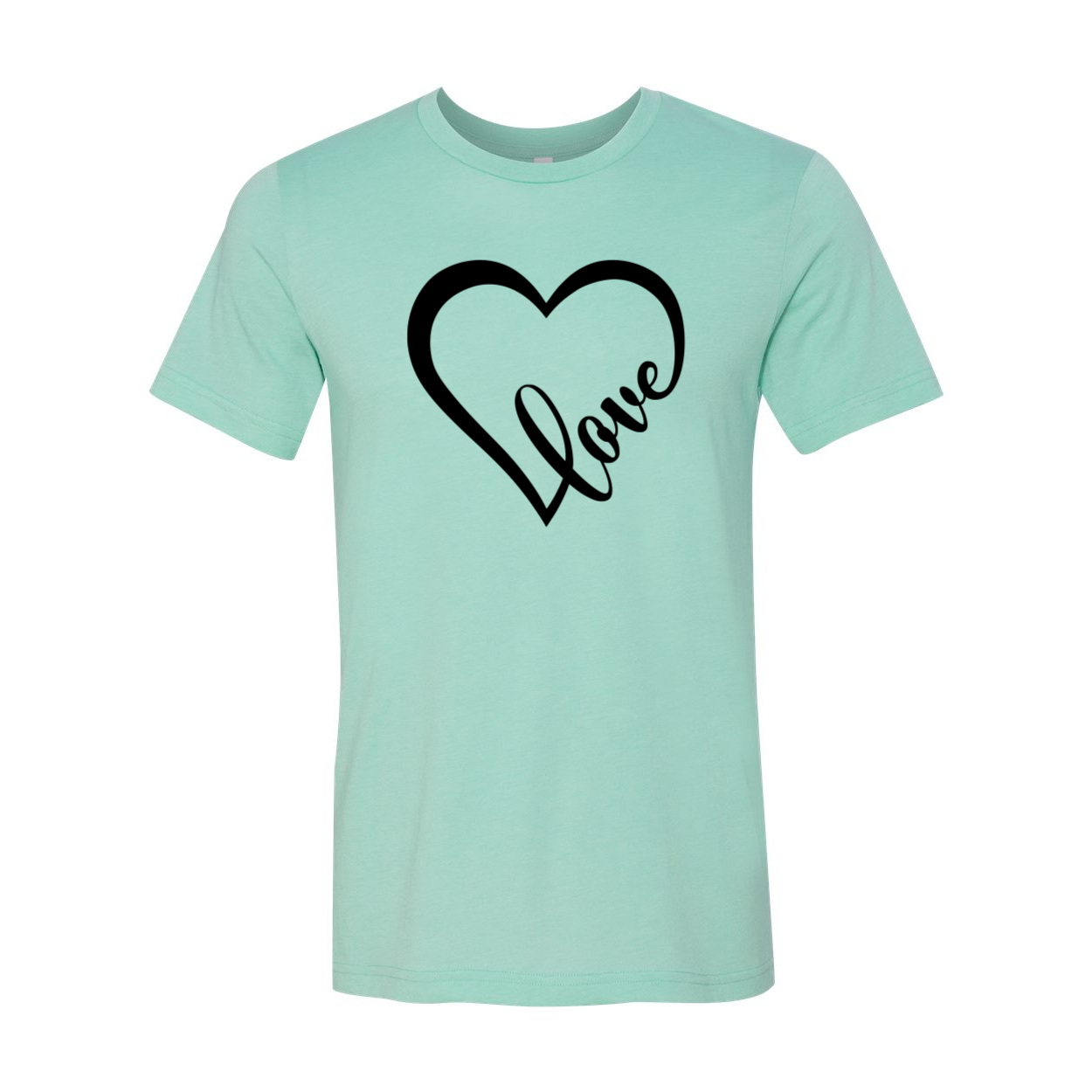 A stylish unisex Love Shirt made from soft ring spun cotton, featuring a classic crew neck and available in multiple colors.