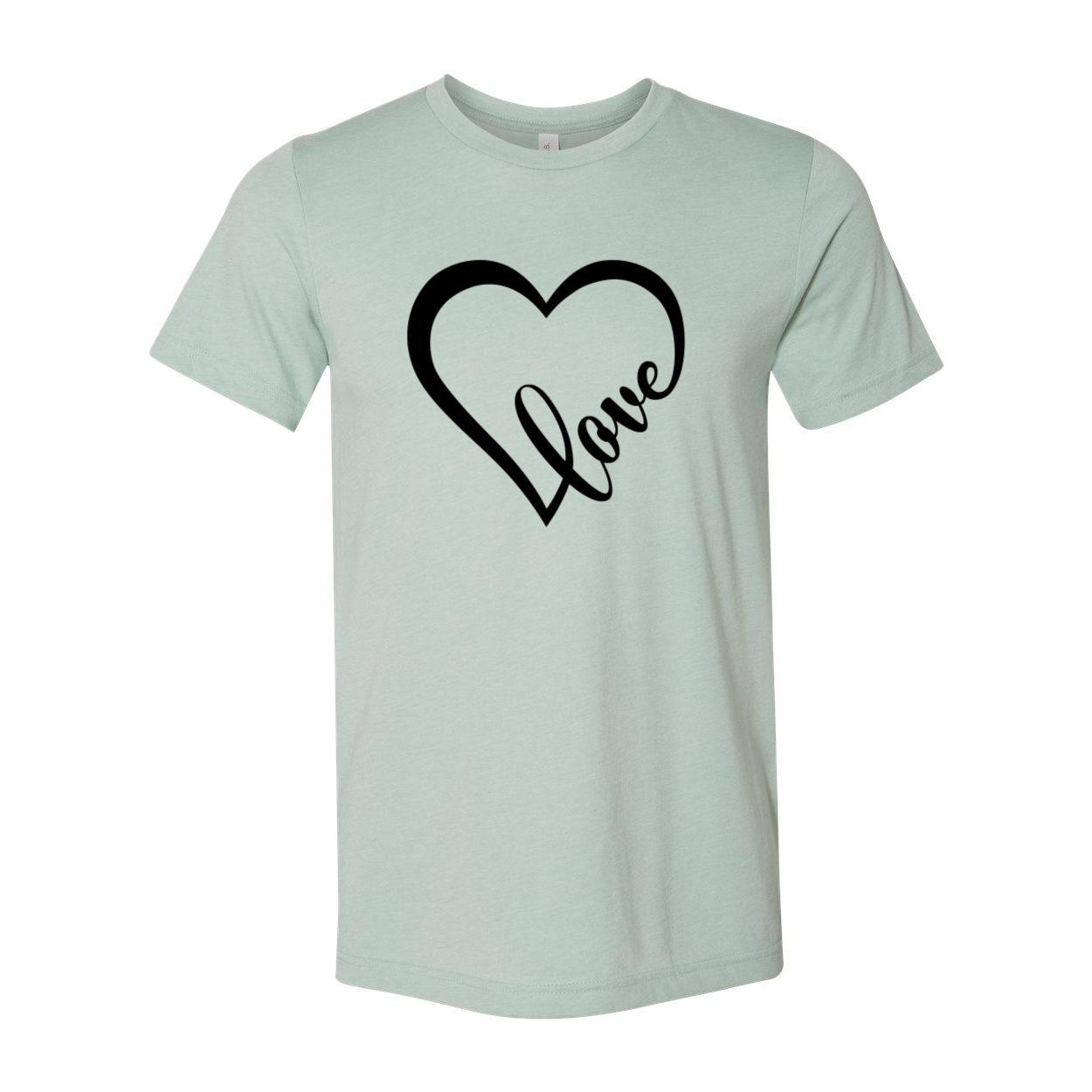 A stylish unisex Love Shirt made from soft ring spun cotton, featuring a classic crew neck and available in multiple colors.