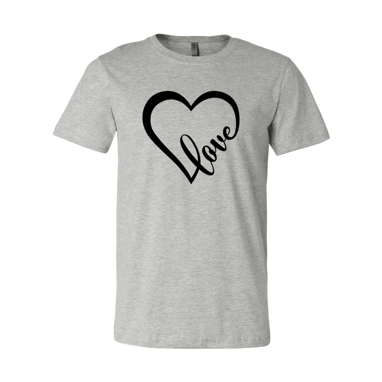 A stylish unisex Love Shirt made from soft ring spun cotton, featuring a classic crew neck and available in multiple colors.