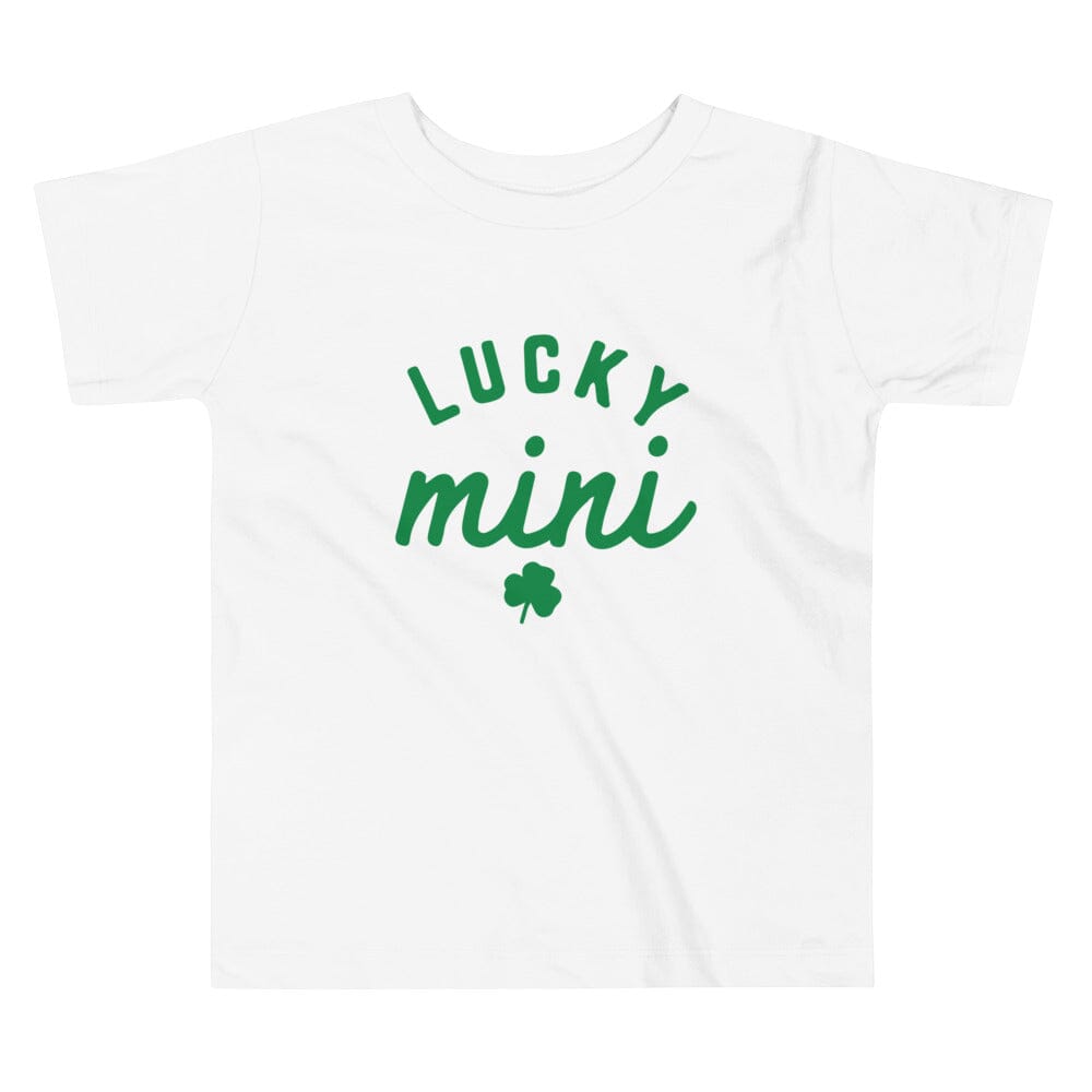 A colorful Lucky Mini Toddler Tee made of 100% cotton, featuring playful designs perfect for toddlers.