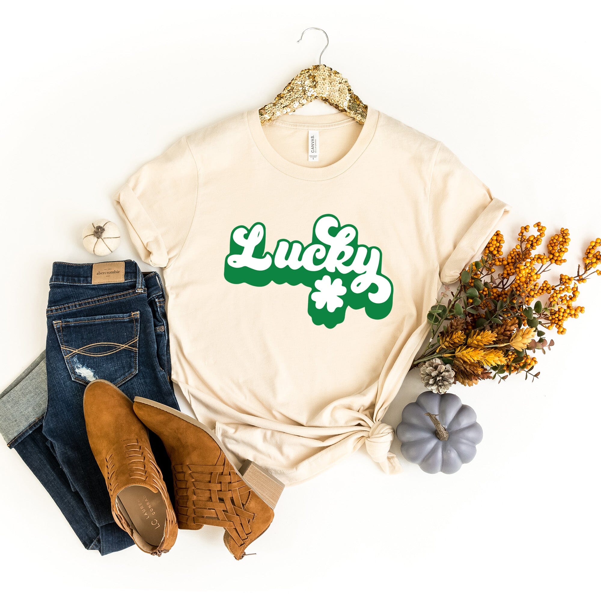Lucky St. Patty's T-shirt in vibrant green, made from soft ringspun cotton, featuring a modern classic fit for both men and women.