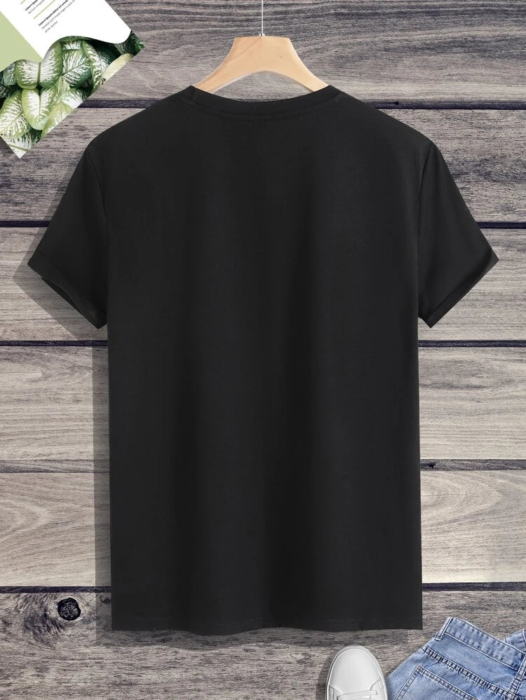 Men's Premium Cotton Printed T-Shirt in Black, featuring a stylish design and soft fabric.