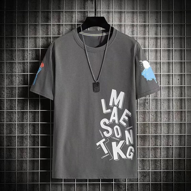 Men's Premium Cotton Printed T-Shirt in Charcoal, showcasing a stylish design and soft fabric.