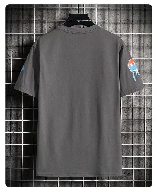 Men's Premium Cotton Printed T-Shirt in Charcoal, showcasing a stylish design and soft fabric.