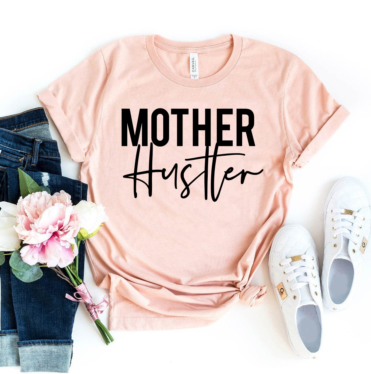 Mother Hustler T-shirt made of premium ring spun cotton with a stylish flex print design.