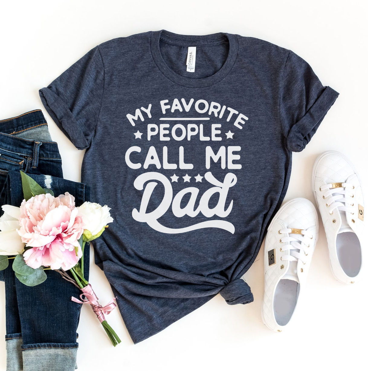 A comfortable and stylish 'My Favorite People Call Me Dad' T-shirt made from premium ring spun cotton, featuring a high-quality flex print design.