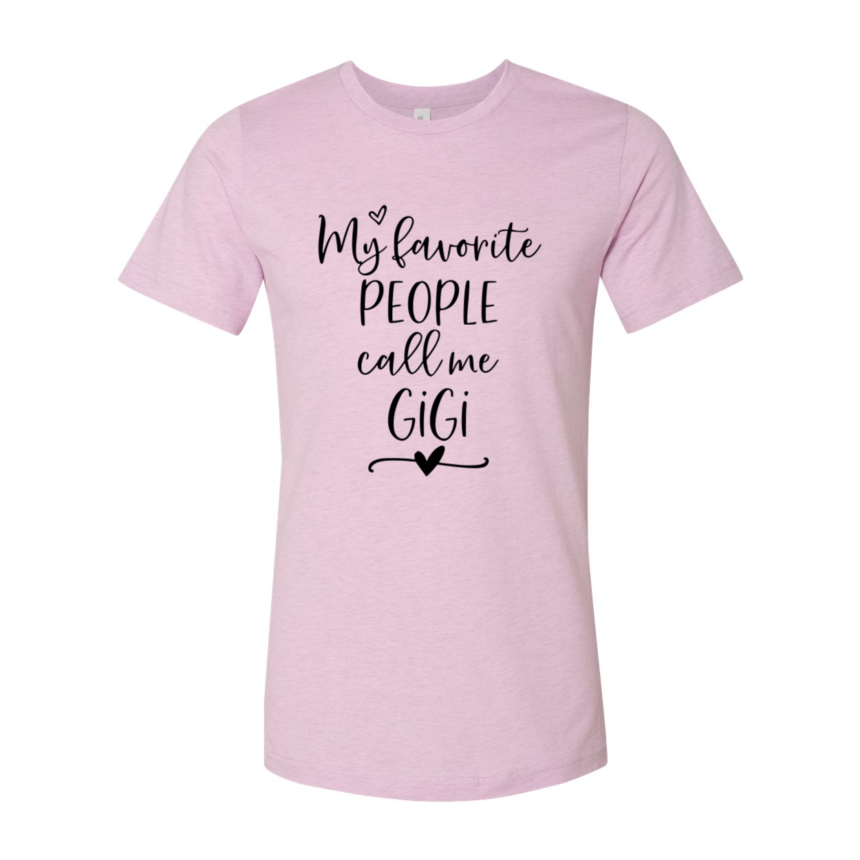 A stylish unisex T-shirt featuring the phrase 'My Favorite People Call Me Gigi' in vibrant colors, made from soft ring spun cotton.