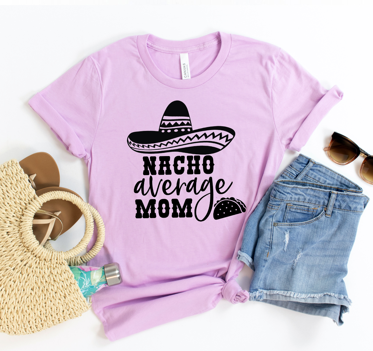 A stylish Nacho Average Mom T-shirt in a vibrant color, showcasing its unisex design and soft fabric.