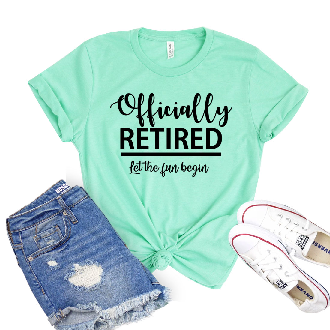 Officially Retired T-shirt in soft cotton, showcasing unisex design and available sizes.