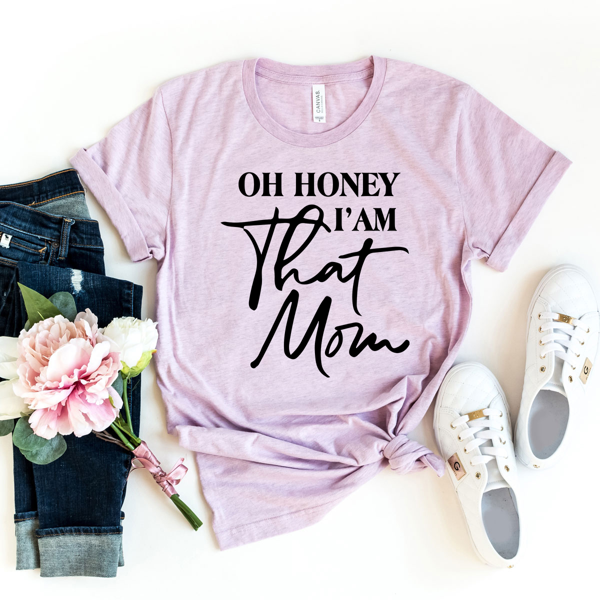 Oh Honey I'm That Mom Unisex T-shirt in various colors, showcasing its soft fabric and stylish design.